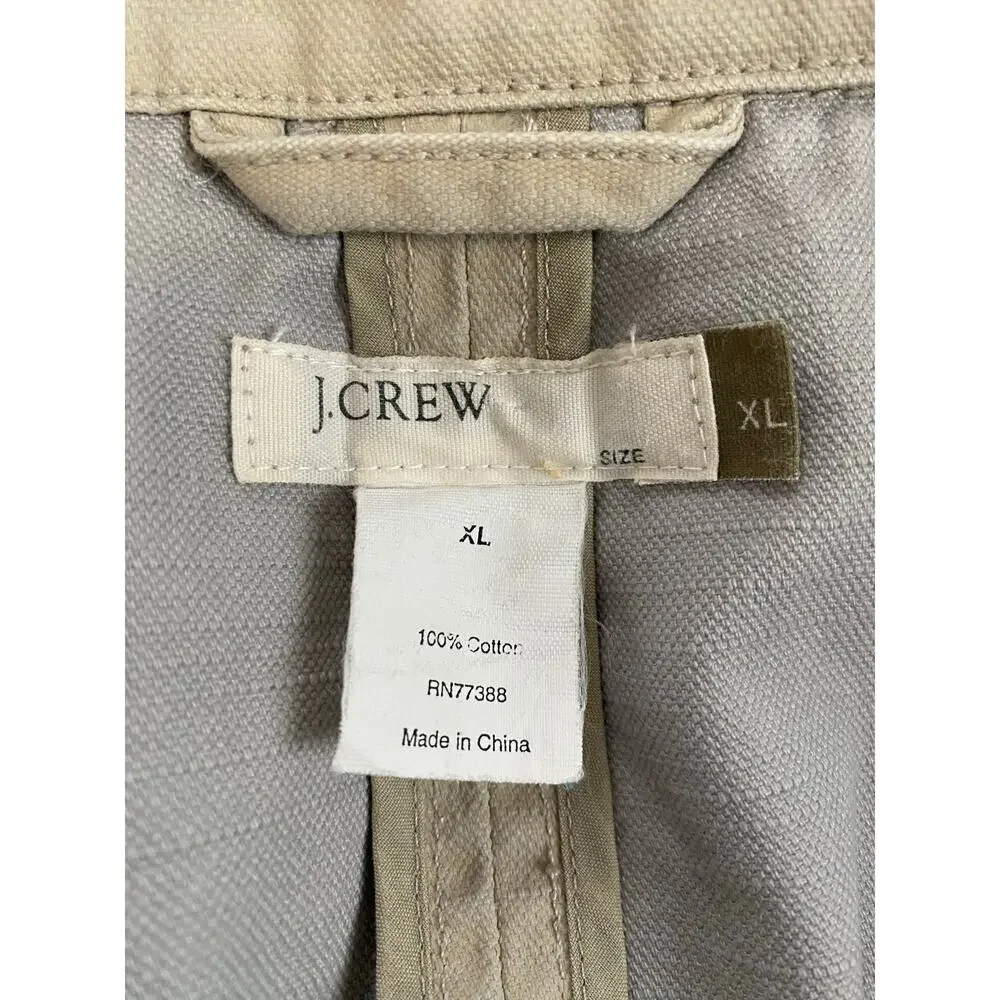 J. Crew Wallace & Barnes Utility Jacket Men's XL Khaki Tan Cotton Zip Up Snaps